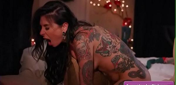 Amazing naughty lesbian hotties Jade Baker, Joanna Angel with sexy tattoos finger fuck each others pussy deep and hard